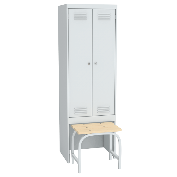 шкаф для одежды на подставке с деревянной скамьей