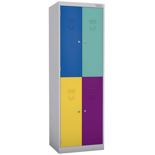 шкаф для раздевалки двухсекционный цветной