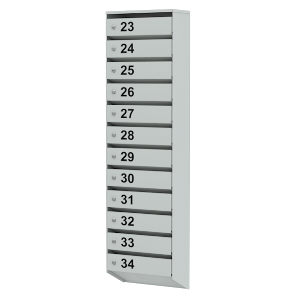 металлический почтовый ящик на 12 ячеек серия базис