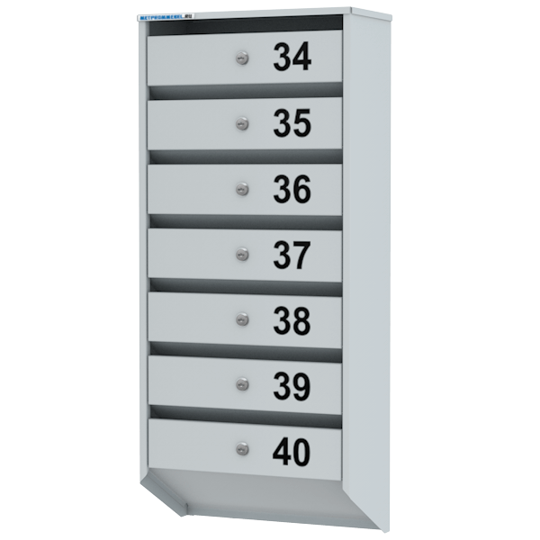 металлический почтовый ящик на 6 ячеек серия базис