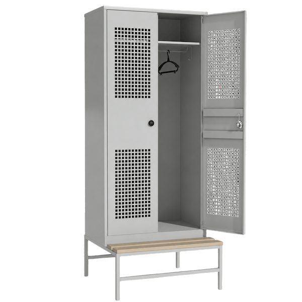 шкаф 2030x800x770 перфорированный со скамьей с электронным замком