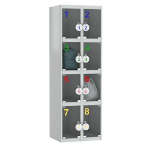 шкаф для сумок на 8 ячеек с дверцами из оргстекла