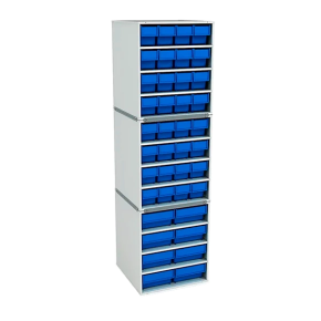 стационарная кассетница на 3 яруса синие лотки фото