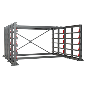 стеллаж без ворот h-2000 для хранения листового металла с выкатными полками 1500х3000 фото