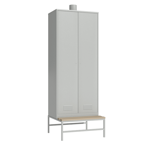 шкаф для одежды с вентиляцией на подставке со скамьей