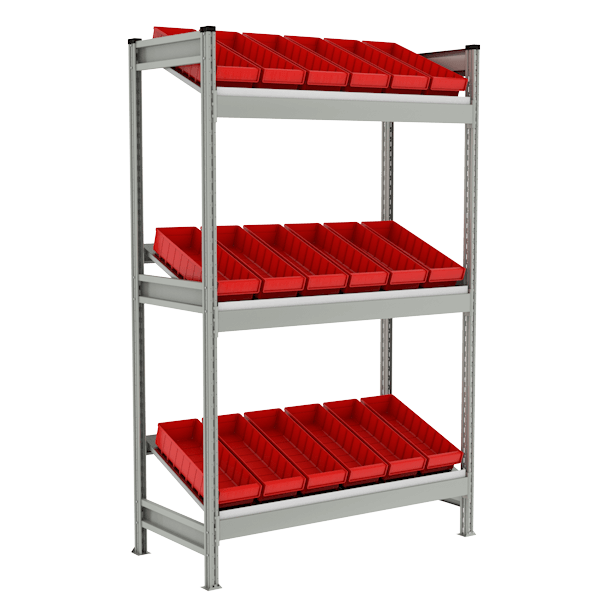 стеллаж с наклонными полками фото