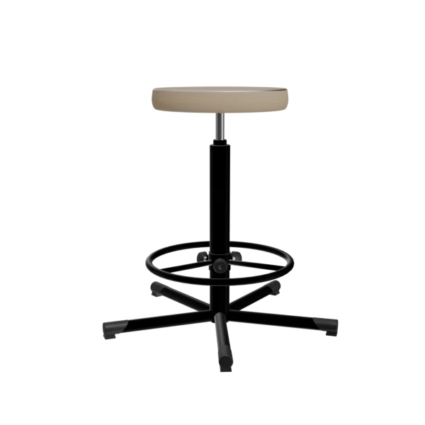 табурет на винтовой опоре кремовый т02-1 каркас черный фото