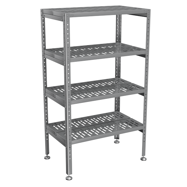 стеллаж из нержавеющей стали с перфорированными полками 1600 мм фото
