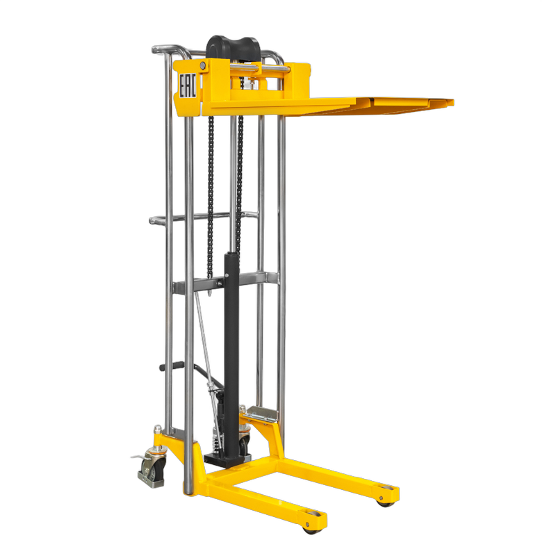 штабелер гидравлический pj4150 (400 кг; 1,5 м; с вилами и площадкой) smartlift фото