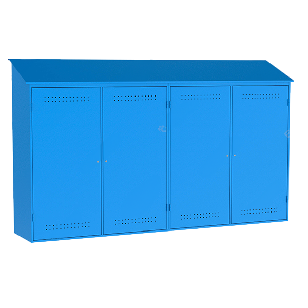 Металлический шкаф для рампы O2 (2х2 баллонов) 3000х400х2050 мм