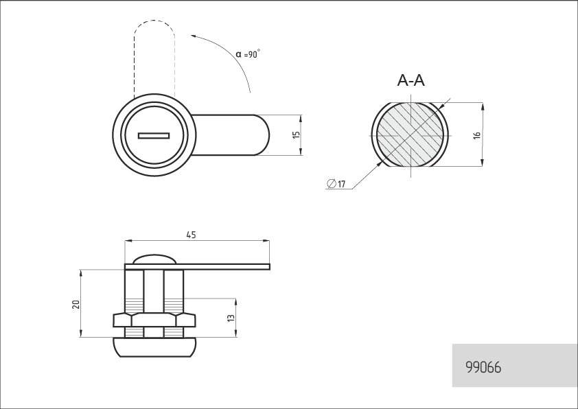 замок для металлической мебели с 3 ключами