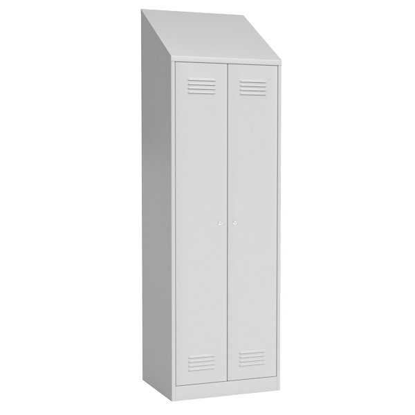 металлический гардеробный шкаф для раздевалок на подставке с ящиком
