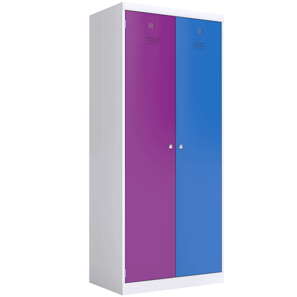 металлический цветной шкаф для раздевалок 2 отделения
