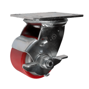 колесо большегрузное поворотное с тормозом (полиуретан) фото