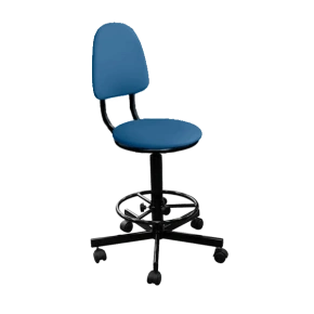 кресло на винтовой опоре синее кр02/к каркас черный фото