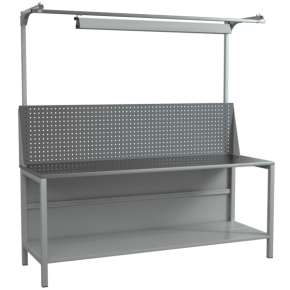 верстак 2000 с полкой, светильником и экраном с консолями фото