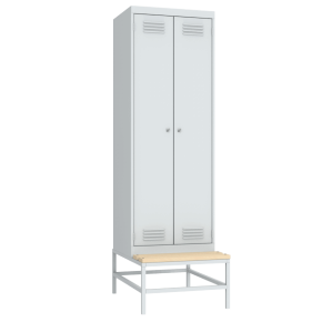 офисный шкаф для одежды на подставке с деревянной скамьей фото