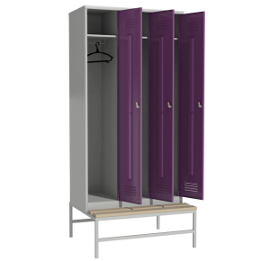 цветной шкаф для одежды секционный сварной на подставке со скамьей фото