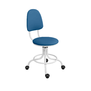 кресло на винтовой опоре синее кр01 каркас белый фото