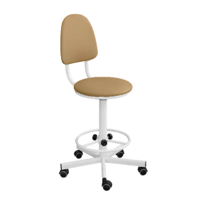 кресло на винтовой опоре бежевое кр02/к каркас белый фото