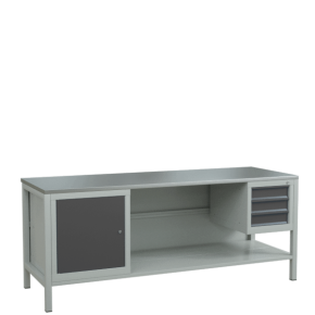 верстак 2000 с распашной тумбой и подвесной тумбой с 3 ящиками фото