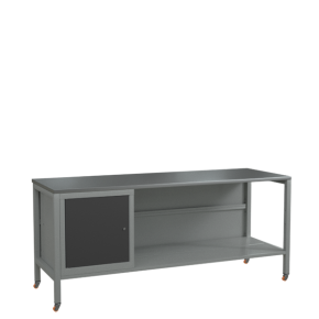 верстак 2000 с колёсами и тумбой с распашной дверцей и полкой фото