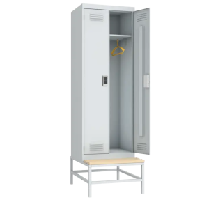 шкаф для одежды на подставке с деревянной скамьей с электронным замком фото