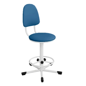 кресло на винтовой опоре синее кр02 каркас белый фото