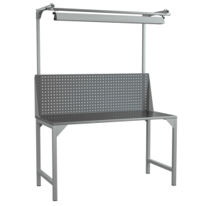 верстак 1500 с перфорированным экраном с консолями и светильником фото