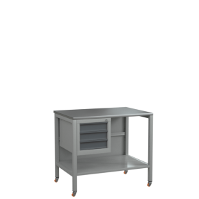 верстак на колесах 1000 с полкой и тумбой с 3 выдвижными ящиками фото