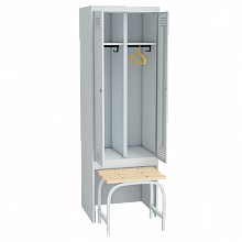 гардеробный шкаф для раздевалок с выдвижной скамьей артикул 22616