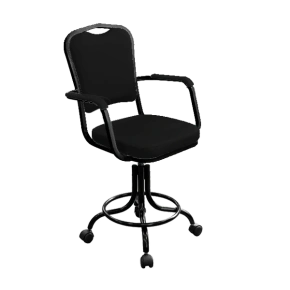 кресло лабораторное на винтовой опоре черное кр02-1 каркас черный фото