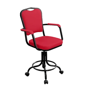 кресло лабораторное на винтовой опоре красное кр02-1 каркас черный фото