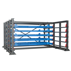 стеллаж без ворот h-2000 для хранения листового металла с выкатными полками 1500х3000 фото