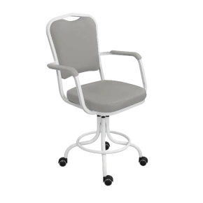 кресло лабораторное на винтовой опоре светло-серое кр02-1 каркас белый фото
