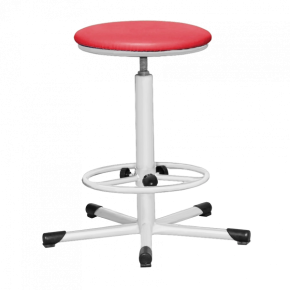 табурет на винтовой опоре красный т02 каркас белый фото