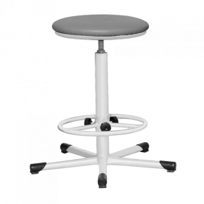 табурет на винтовой опоре серый т02 каркас белый фото