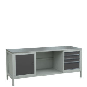 верстак 2000 с тумбой с полкой и тумбой с выдвижными ящиками фото