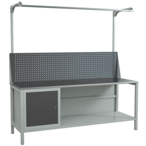 верстак 2000 с экраном с консолями и тумбой с распашной дверцей и полкой фото