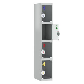 шкаф для сумок на 4 ячейки с дверцами из оргстекла