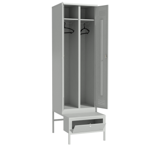 гардеробный шкаф для раздевалок на подставке с ящиком фото