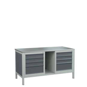 верстак 1500 сборный с 2 тумбами для инструментов фото