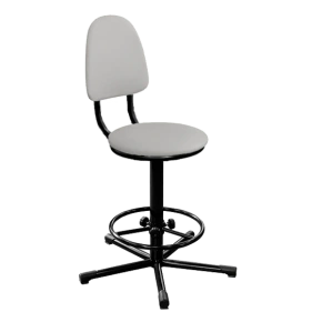 кресло на винтовой опоре белое кр02 каркас черный фото