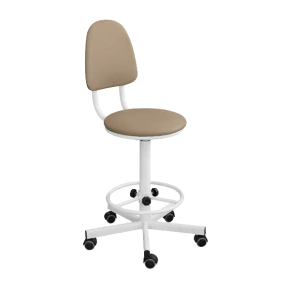 кресло на винтовой опоре кремовое кр02/к каркас белый фото