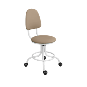 кресло на винтовой опоре кремовое кр01 каркас белый фото