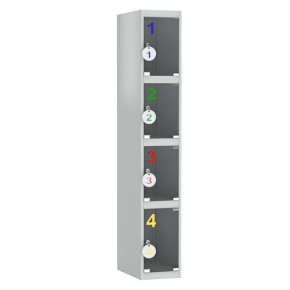 шкаф для сумок на 4 ячейки с дверцами из оргстекла