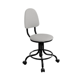 кресло на винтовой опоре белое кр01 каркас черный фото