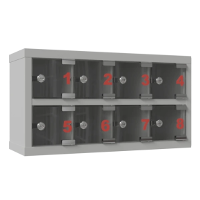 шкаф для хранения мобильных телефонов шм 8 с дверками из оргстекла