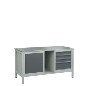 верстак 1500 с 2 инструментальными тумбами и полкой фото