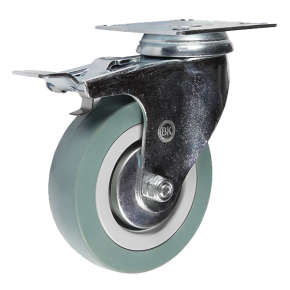 колесо аппаратное (поворотное крепление с тормозом) 75 мм фото